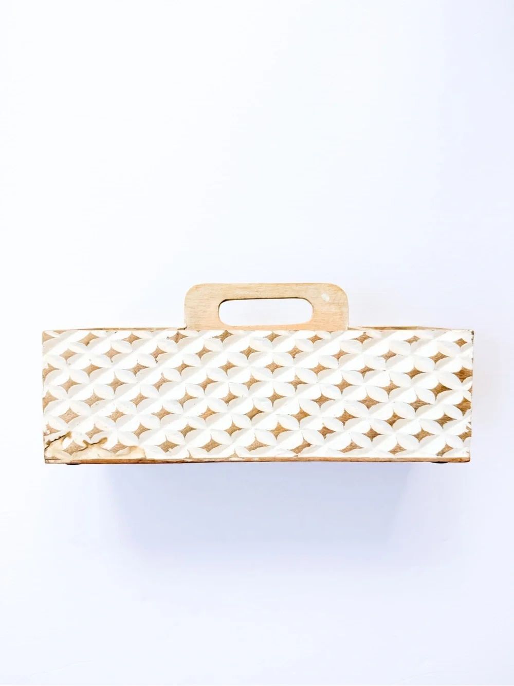 Wooden White and Natural Wood Decorative Caddy Organizer